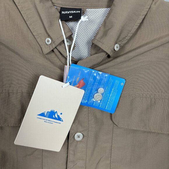 Naviskin Mens Lightweight Long Sleeve Shirt Button-Up  Medium Brown NWT's - Picture 3 of 7